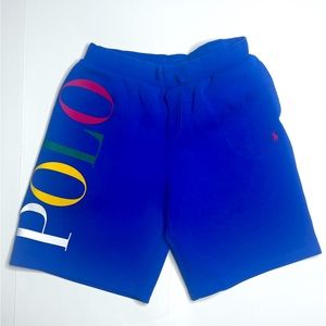 Big Boys Polo Ralph Lauren blue drawstring fleece shorts